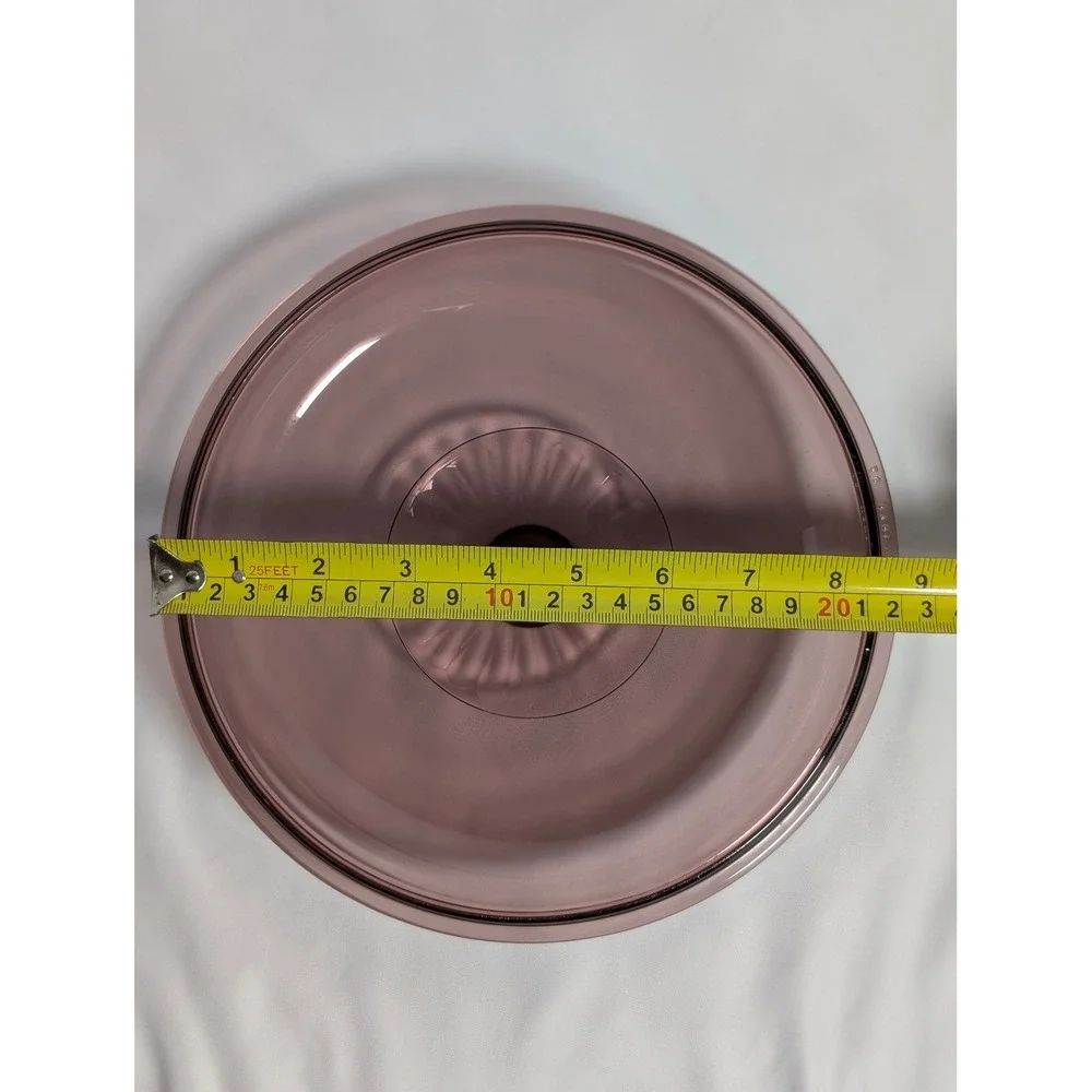 PYREX Cranberry Glass Lid 624-C Replacement Round Fluted Cover for 2 Qt Dish 024